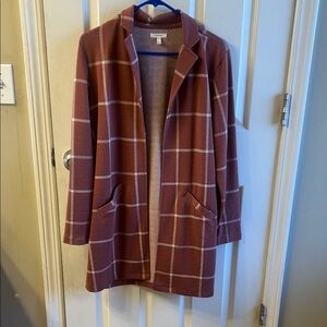 Maurices Women's Checkered Open-Front Blazer - Brown and White